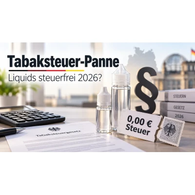 Tabaksteuer-Panne 2026: Sind Liquids bis Jahresende steuerfrei? - Tabaksteuer-Panne ☀ Sind Liquids jetzt steuerfrei?