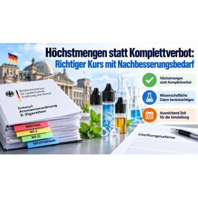 WS-23 und WS-3: Warum die Branche 1 % statt 0,08 mg/ml fordert - WS-23 Grenzwert: Branche fordert 1 % statt 0,08 | MaxVapor