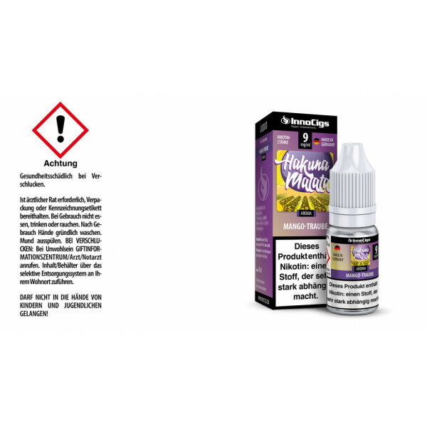 Hakuna Matata Traube Aroma - Liquid für E-Zigaretten - 9 mg/ml (1er Packung)