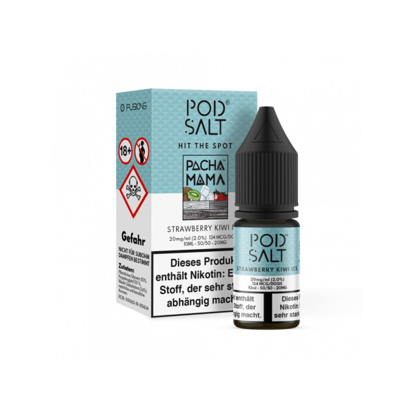 Pod Salt Fusion - Strawberry Kiwi Ice - E-Zigaretten Nikotinsalz Liquid - 20 mg/ml (1er Packung)