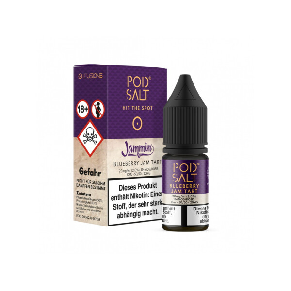 Pod Salt Fusion - Blueberry Jam Tart - E-Zigaretten Nikotinsalz Liquid - 20 mg/ml (5er Packung)