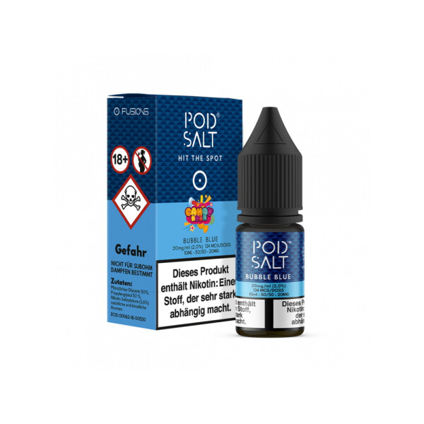 Pod Salt Fusion - Bubble Blue - E-Zigaretten Nikotinsalz Liquid - 20 mg/ml (1er Packung)