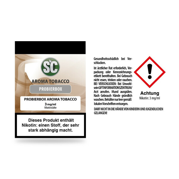 Tobacco Probierbox E-Zigaretten Liquid 3 mg/ml