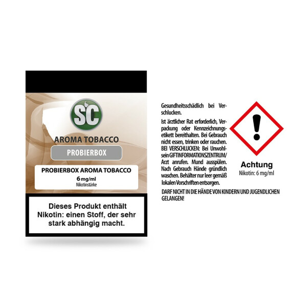 Tobacco Probierbox E-Zigaretten Liquid 6 mg/ml