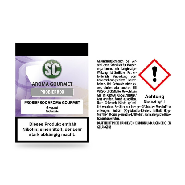 Gourmet Probierbox E-Zigaretten Liquid 6 mg/ml