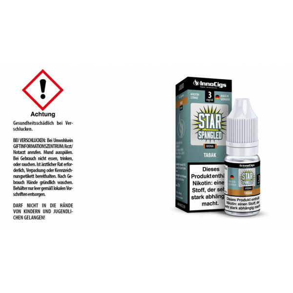 Star Spangled Tabak Aroma - Liquid für E-Zigaretten - 3 mg/ml (1er Packung)