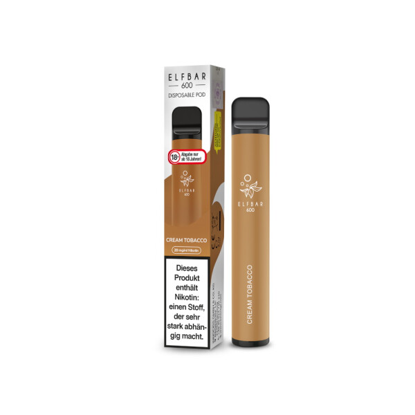 Elfbar 600 Einweg E-Zigarette - Cream Tobacco - 20 mg/ml (1er Packung)