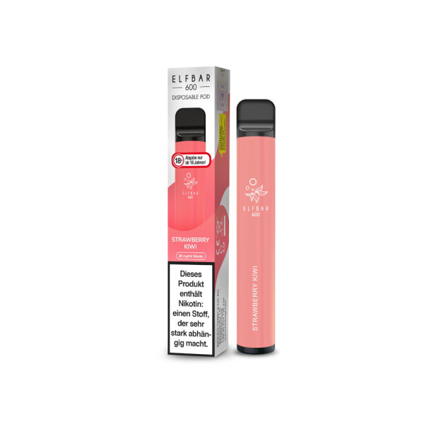 Elfbar 600 Einweg E-Zigarette - Strawberry Kiwi - 20 mg/ml (1er Packung)