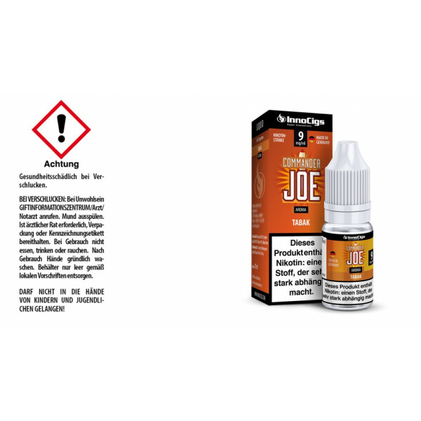Commander Joe Tabak Aroma - Liquid für E-Zigaretten - 9 mg/ml (1er Packung)