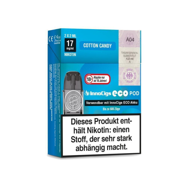 InnoCigs Eco Pod - Cotton Candy - 17mg/ml (2 Stück pro Packung) (1er Packung)
