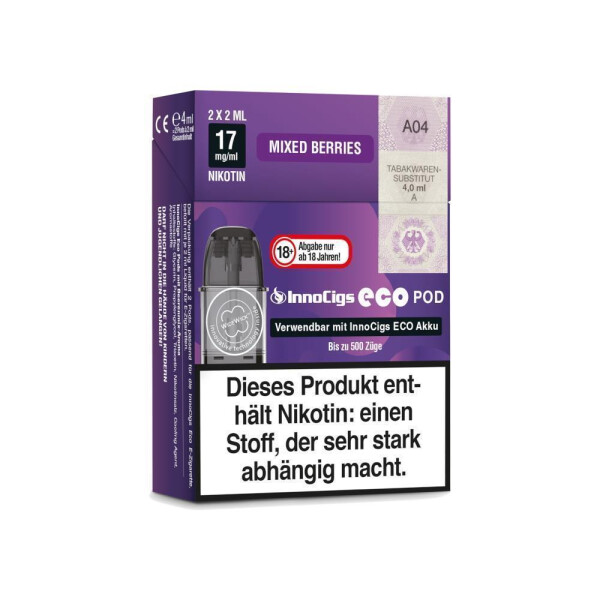 InnoCigs Eco Pod - Mixed Berries - 17mg/ml (2 Stück pro Packung) (1er Packung)