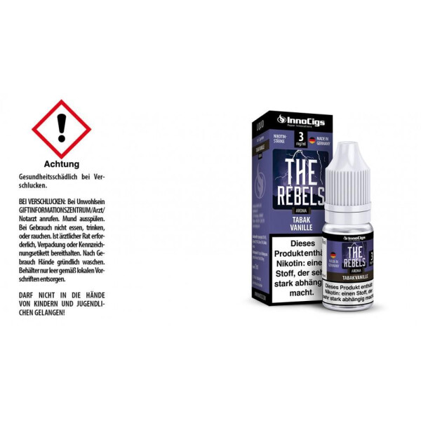 The Rebels Tabak Vanille Aroma - Liquid für E-Zigaretten - 3 mg/ml (10er Packung)