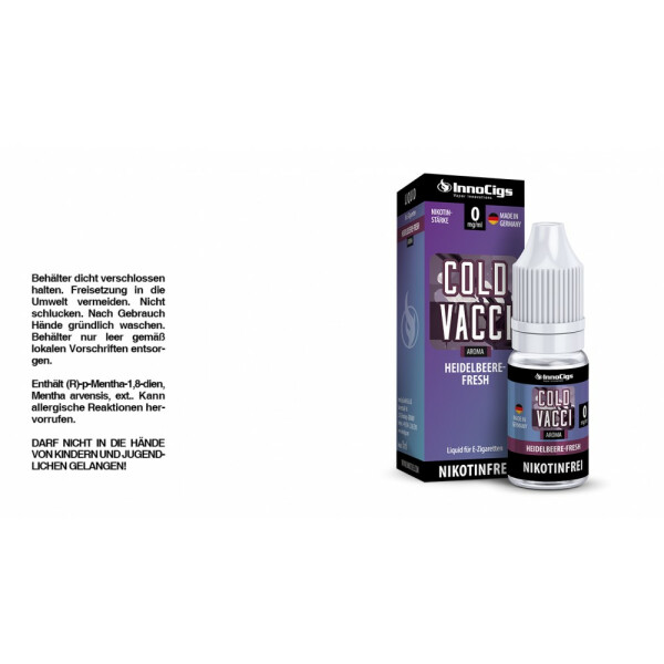 Cold Vacci Heidelbeere-Fresh Aroma - Liquid für E-Zigaretten - 0 mg/ml (1er Packung)