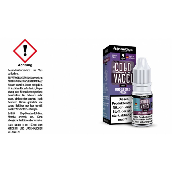 Cold Vacci Heidelbeere-Fresh Aroma - Liquid für E-Zigaretten - 9 mg/ml (1er Packung)