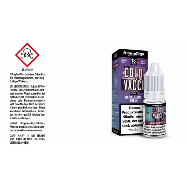 Cold Vacci Heidelbeere-Fresh Aroma - Liquid für E-Zigaretten - 18 mg/ml (10er Packung)