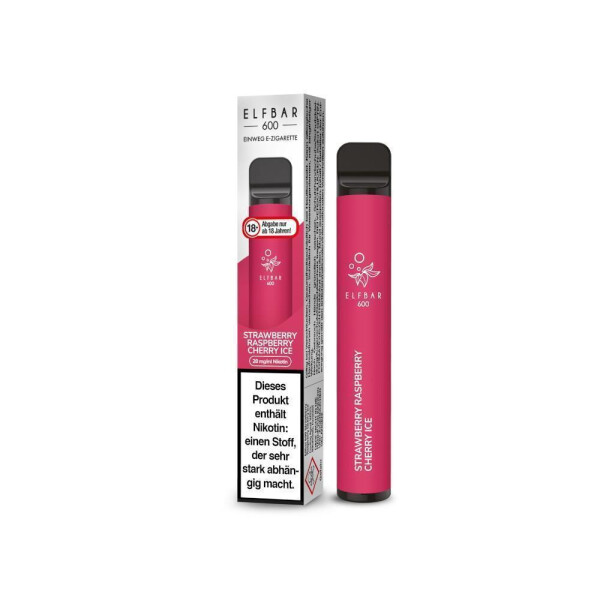 Elfbar 600 Einweg E-Zigarette - Strawberry Raspberry Cherry Ice - 20 mg/ml (1er Packung)