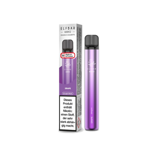 Elfbar 600 V2 Einweg E-Zigarette - Grape - 20 mg/ml (1er Packung)