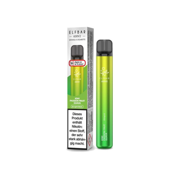 Elfbar 600 V2 Einweg E-Zigarette - Kiwi Passion Fruit Guava - 20 mg/ml (1er Packung)