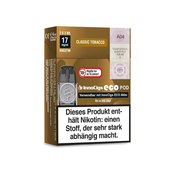 InnoCigs Eco Pod - Classic Tobacco - 17mg/ml (2 Stück pro Packung) (1er Packung)