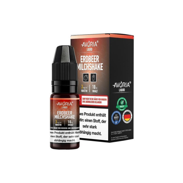 Avoria - Erdbeer-Milchshake - E-Zigaretten Liquid - 1er Packung (12 mg/ml)