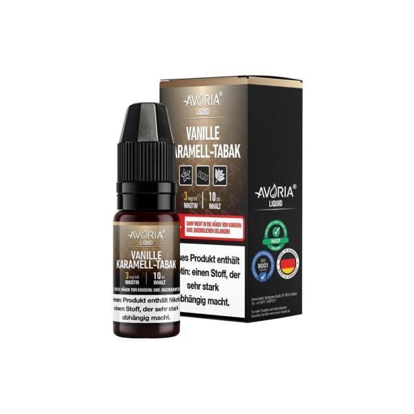 Avoria - Vanille-Karamell-Tabak - E-Zigaretten Liquid - 1er Packung (0 mg/ml)