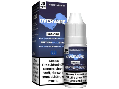 Overvape - Nikotinsalz Shot - 30 PG / 70 VG - 20 mg/ml...