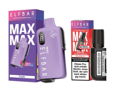 Elfbar Max Pod Kit + 10ml Liquid - lila  box