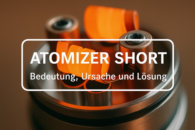 E-Zigarette mit Display zeigt Atomizer Short Fehlermeldung