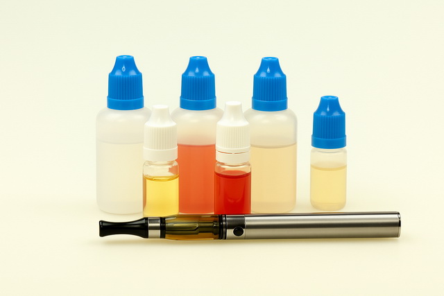 E-Zigarette und E-Liquids für das Handgepäck vorbereitet