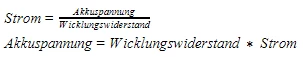 Akkuspannung + Wicklungswiderstand = Leistung
