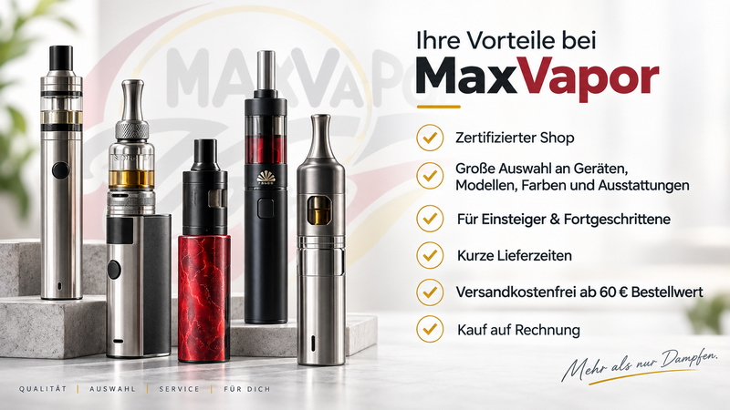 Vorteile im MaxVapor Onlineshop – schneller Versand, Fachberatung und breites Sortiment